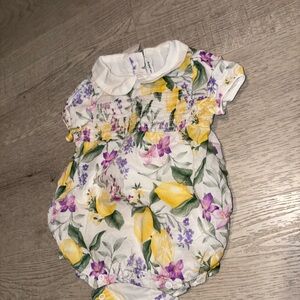 Janie and Jack Floral One Piece - White, Yellow, Purple